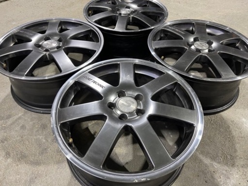 SPORT TECHNIC MONO 7 VISION ブラックメタルポリッシュホイール 4本 17インチ 7J PCD100 5H 