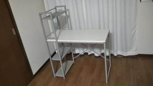 コンパクトなラック付デスク 幅90×奥行50 反転可能