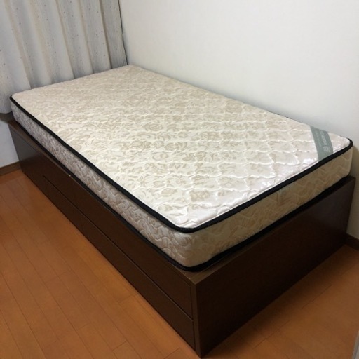 神奈川県 0円配達! 0円組立!収納たっぷり引き出し付きベッド&マットレスセット