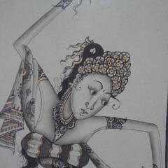 ☆★ts■仏画？ 美術画？ アート 詳細不明 国籍不明 額装 2点セット 31×62センチ位の画像