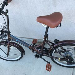 折りたたみ自転車 20インチ シマノ製6段ギア カゴ付き