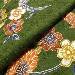 正絹　小紋　袷　訳有り品　モスグリーン　まるやま　裄69.5　身丈169の画像