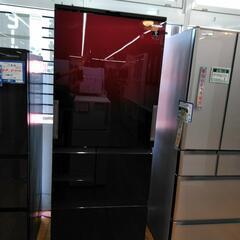 ◎B208 シャープ SHARP 冷蔵庫 プラズマクラスター(幅68.5cm) 502L ガラスドア 両開き メガフリーザー 5ドア グラデーションレッド SJ-AW50
