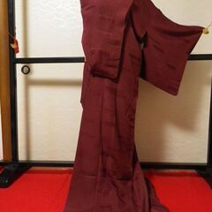 正絹　色無地　袷　訳有り品　一ツ紋　裄66弱　身丈160弱の画像