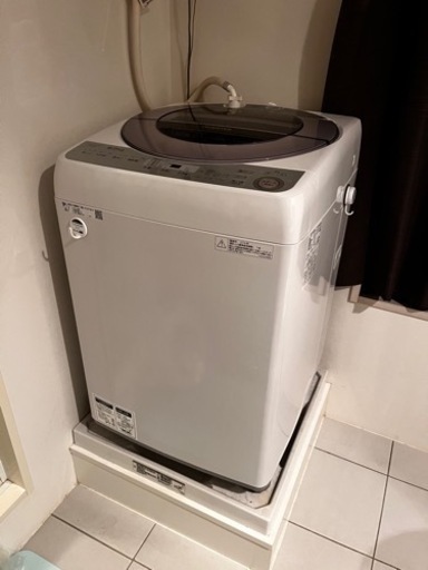 【値下げました】シャープ 8kg 全自動洗濯機 2018年製ES-GV8F★シルバー★SHARP純正 お風呂給水ホース付