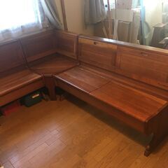 【 無料】木製コーナーベンチ３点セット