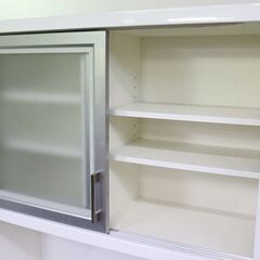 キッチンボード Glace ナチュラルカラー ハイグロス 幅90cm モイス ハイタイプ ソフトクローズ 食器棚   中古家具 店頭引取歓迎 R4817)