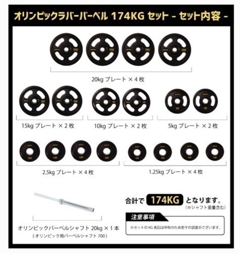 期間限定値下 アイロテック オリンピックバーベル174kセット プレートラック付
