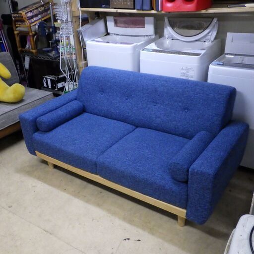 格安！店舗受け渡し可能　LOWYA　北欧デザイン　ニューオノマⅡ　木枠 ソファ2.5人掛け　布　2Pソファー　脚取り外し可能