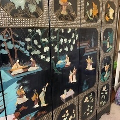 高級衝立　螺鈿.メノウ細工