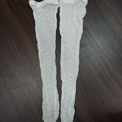 白レース風ニーハイタイツ【中古】