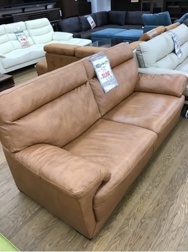 LK-103【ご来店頂ける方限定】本革3シーターソファ　キャメル色