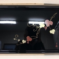 KT-25【未使用品】会津塗 長手盆 春山 松風銘 天然木 カシ...