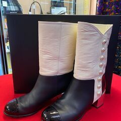 シャネル　シャネル　パールミドルブーツ【引き取り限定】