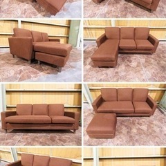 1095番✨新品未使用品✨不二貿易✨3人掛けソファセット✨ダークブラウン✨モダンスタイル✨の画像