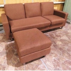 1095番✨新品未使用品✨不二貿易✨3人掛けソファセット✨ダークブラウン✨モダンスタイル✨の画像