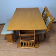 【美品】3万円▶8000円！伸縮式ダイニングテーブル回転椅子セッ...