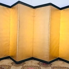 蔵出し 時代物 金屏風 屏風 六曲半双 衝立 骨董品 美術品 パーティション 