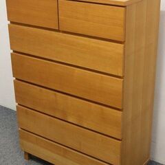 希少廃盤品 無印良品 タモ材 6段ワイドチェスト 幅80cm 衣類収納 リビング  収納家具 中古家具 店頭引取歓迎 R4911)