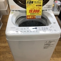 K015★TOSHIBA製★2019年製6.0㌔洗濯機★6ヶ月保証付き