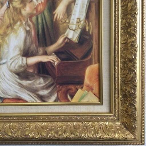 “ 世界の名画 ” プリハード 複製画  ルノアール   F6  サイズ　幅51　　奥行7.5　　高さ◆60.1　 （ｃｍ／額縁）　ピアノに寄る娘達 / オルセー美術館 (フランス) 世界の名画 ” プリハード 複製画 ルノアール F6 サイズ 幅51 奥行7.5