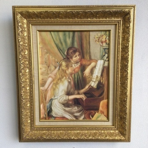 “ 世界の名画 ” プリハード 複製画  ルノアール   F6  サイズ　幅51　　奥行7.5　　高さ◆60.1　 （ｃｍ／額縁）　ピアノに寄る娘達 / オルセー美術館 (フランス)