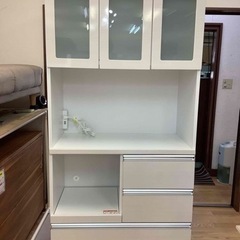 【リサイクルサービス八光　田上店　配達・設置OK】エナメルホワイト　ベローナ90　入江木工　食器棚