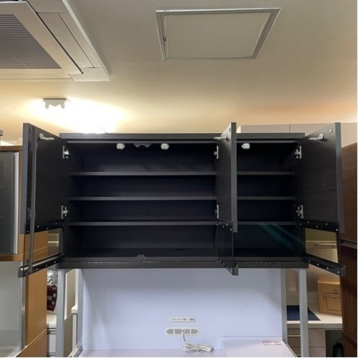 【お買い得‼️】松屋 120cm幅キッチンボード 食器棚 収納家具 木目調ダークブラウン♪