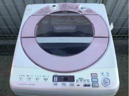 ■配達可■シャープ 洗濯機 ES-GV80P 8kg 2014年製 強力巻上げ水流 穴なしサイクロン洗浄 時短ボタン