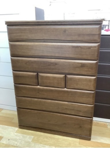 サンウッディ　ハイチェスト　7段　ブラウン【トレファク岸和田店】