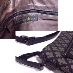 PATRICK COX 総柄 ショルダーバッグ マチなし PVCレザー ブラウン系 パトリックコックス 札幌市東区 新道東店の画像