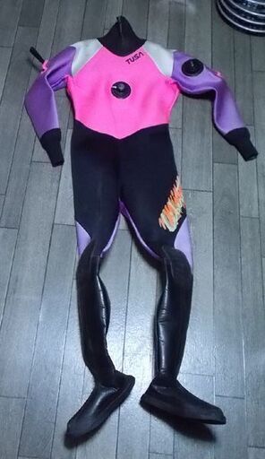 TUSA ドライスーツ 着丈160cm 靴サイズL 27.5cm ツサ DRY SUITS ピンク パープル ほか 現状品 札幌市東区 新道東店