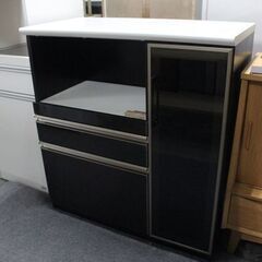 古賀家具 ９０カウンターゼブラBK モイス ３段フルスライドレール ブラック レンジボード 食器棚 KOGA  中古 店頭引取歓迎 R4931)