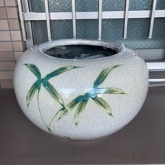 【受渡完了】レトロ　火鉢　金魚鉢　睡蓮鉢　鉢カバーの画像