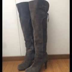 JILL STUARTスエードロングブーツ(チャコールグレー)　
