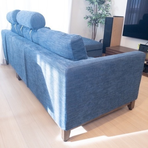 1/4まで限定【美品】関家具ブリスト スモールカウチソファ/ブルー