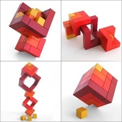 ネフ社/ naef キュービックス cubicus (赤) スイス 積み木 ブロックの画像