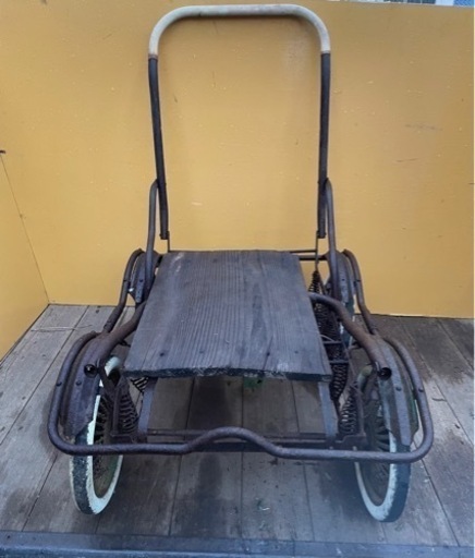 荷車 台車 乳母車 昭和レトロ 鉄製 本物 サビ 引き取り大歓迎