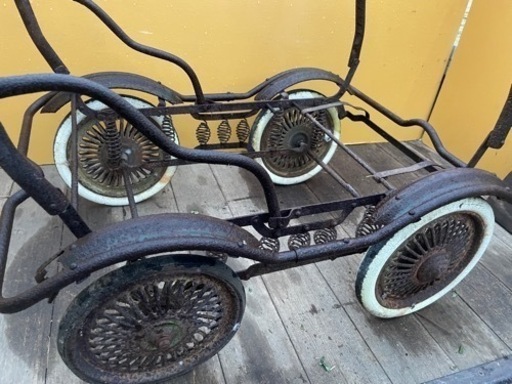 荷車 台車 乳母車 昭和レトロ 鉄製 サビ 引き取り大歓迎 節約