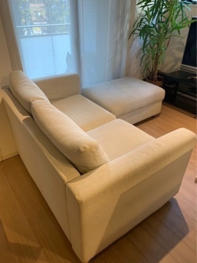 2人掛けソファ & オットマン 収納付き、 ベージュ、IKEA VIMLE ヴィムレ