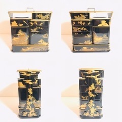 入手困難 レア 【江戸期】 時代物 大名道具 時代蒔絵 金蒔絵 野弁当 重箱 共箱付きの画像