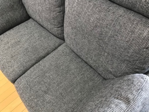 ソファー　2人掛け　2人用　ヘッドレスト付き　グレー系　デニム系