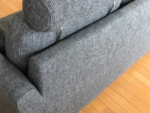 ソファー　2人掛け　2人用　ヘッドレスト付き　グレー系　デニム系