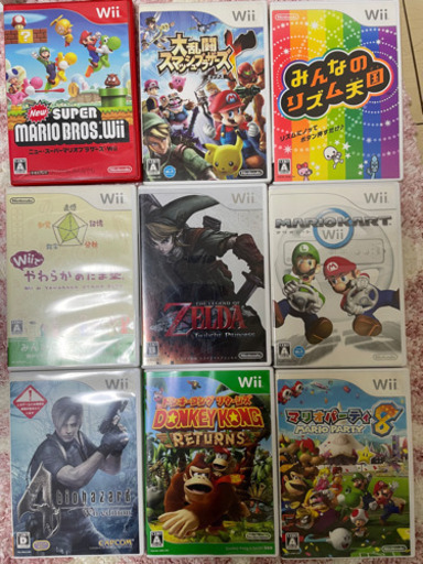 【価格相談可】Wii＋カセット9本お譲りします 価格相談可】Wii＋カセット9本お譲りします