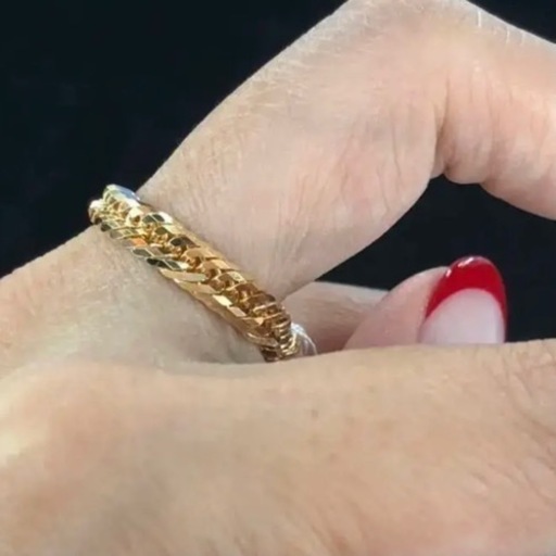 【新品】K18 12面トリプル 喜平リング(細) 21号 3.2g ［124］