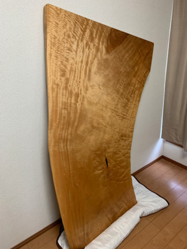 天然栃の一枚板 ダイニング、PCデスク等に！高さ二段階調整可能