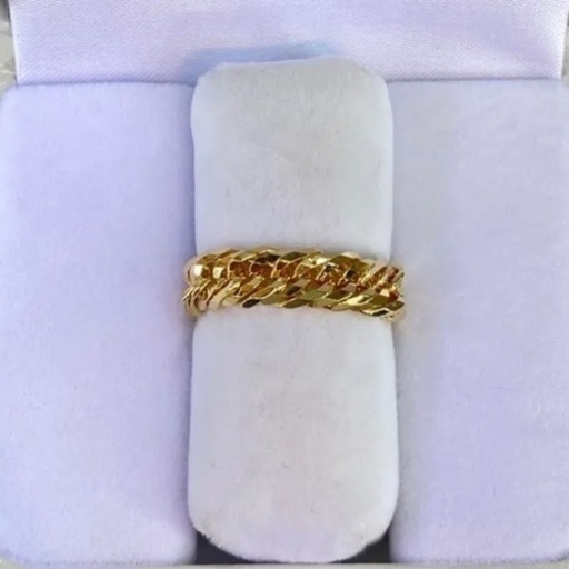 【新品】 K18 12面トリプル 喜平リング(太) 17号 6.4g［91］