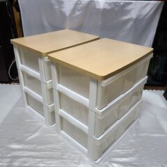 衣装ケース ウッドトップチェスト 2点セット