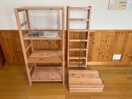 【終了】無印良品　パイン材ユニットシェルフ　高さ120cmx幅58cmx奥行39.5cm の3連　幅計約180cm相当