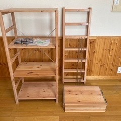 【終了】無印良品　パイン材ユニットシェルフ　高さ120cmx幅5...